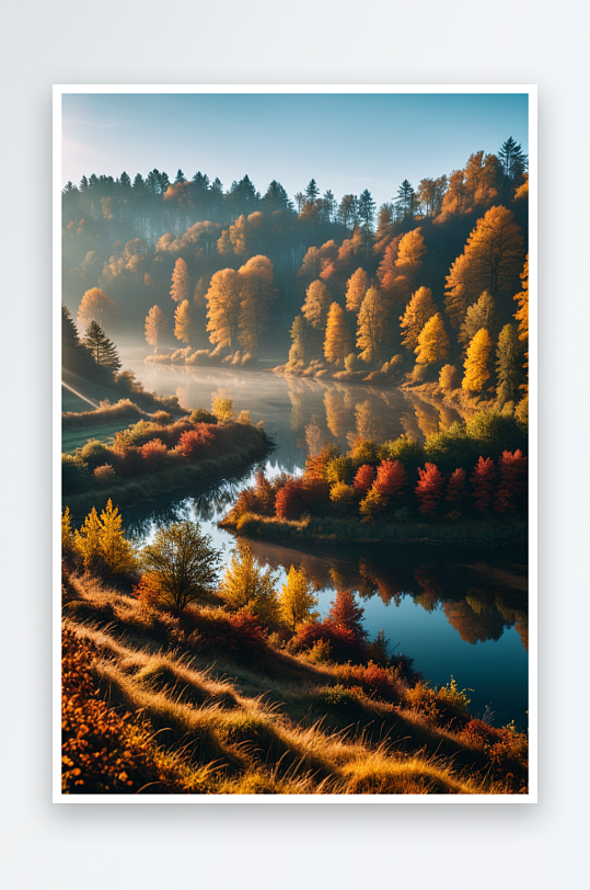 秋季森林湖泊景色新疆喀纳斯