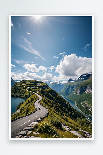 挪威挪威陆地对天空的风景