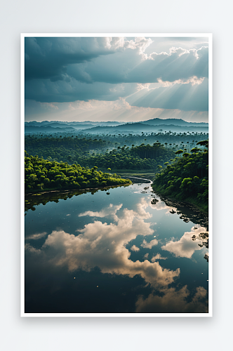 印度泰米尔纳德邦湖对天的景