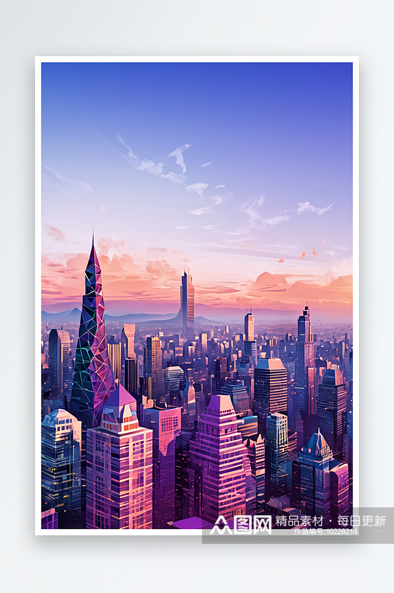 紫峰大厦城天际线清晨风光图片素材
