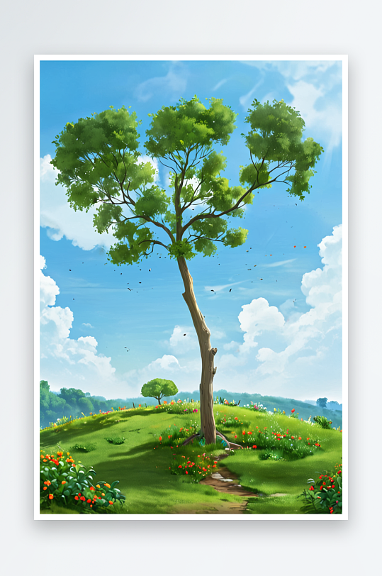 小清新植树节背景竖版图片