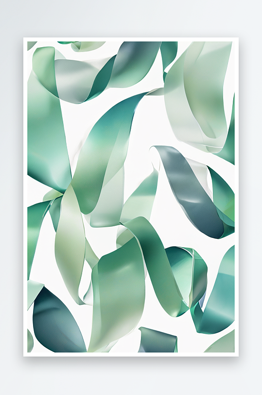 数码水彩绿叶子花卉印花图案抽象图形海报背