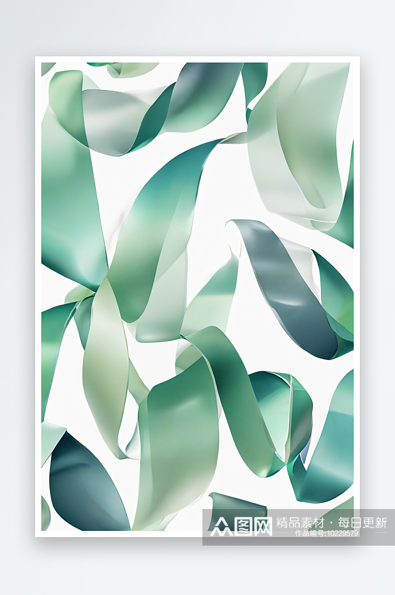 数码水彩绿叶子花卉印花图案抽象图形海报背素材