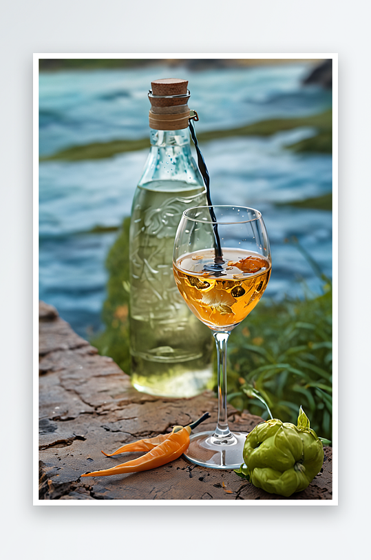 葡萄酒背景葡萄酒概念木桌上放着白酒瓶葡萄