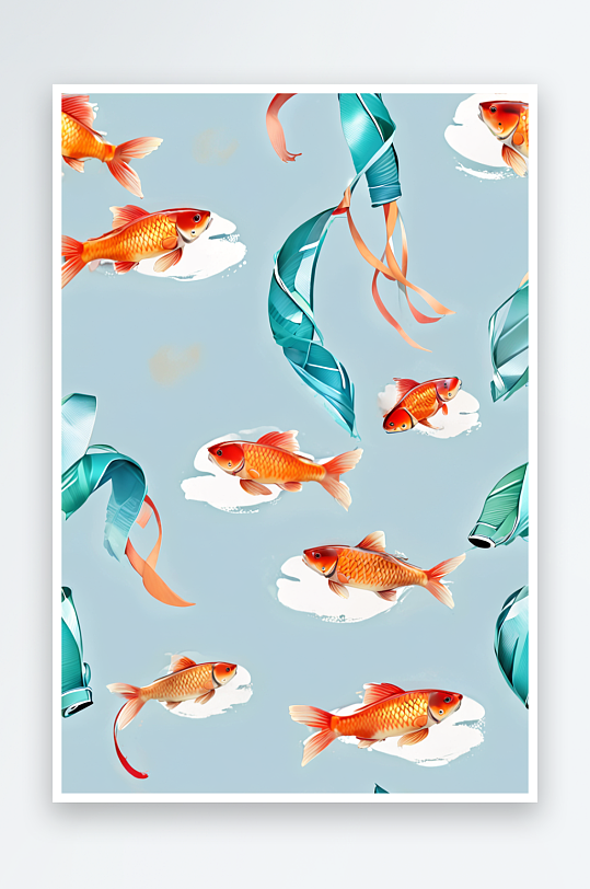 鱼图案抽象流体设计海报背景图片