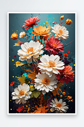 数码花卉印花图案海报背景图片