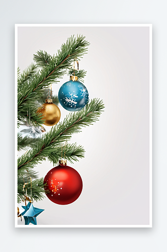 圣诞树上挂着一件圣诞小装饰品图片