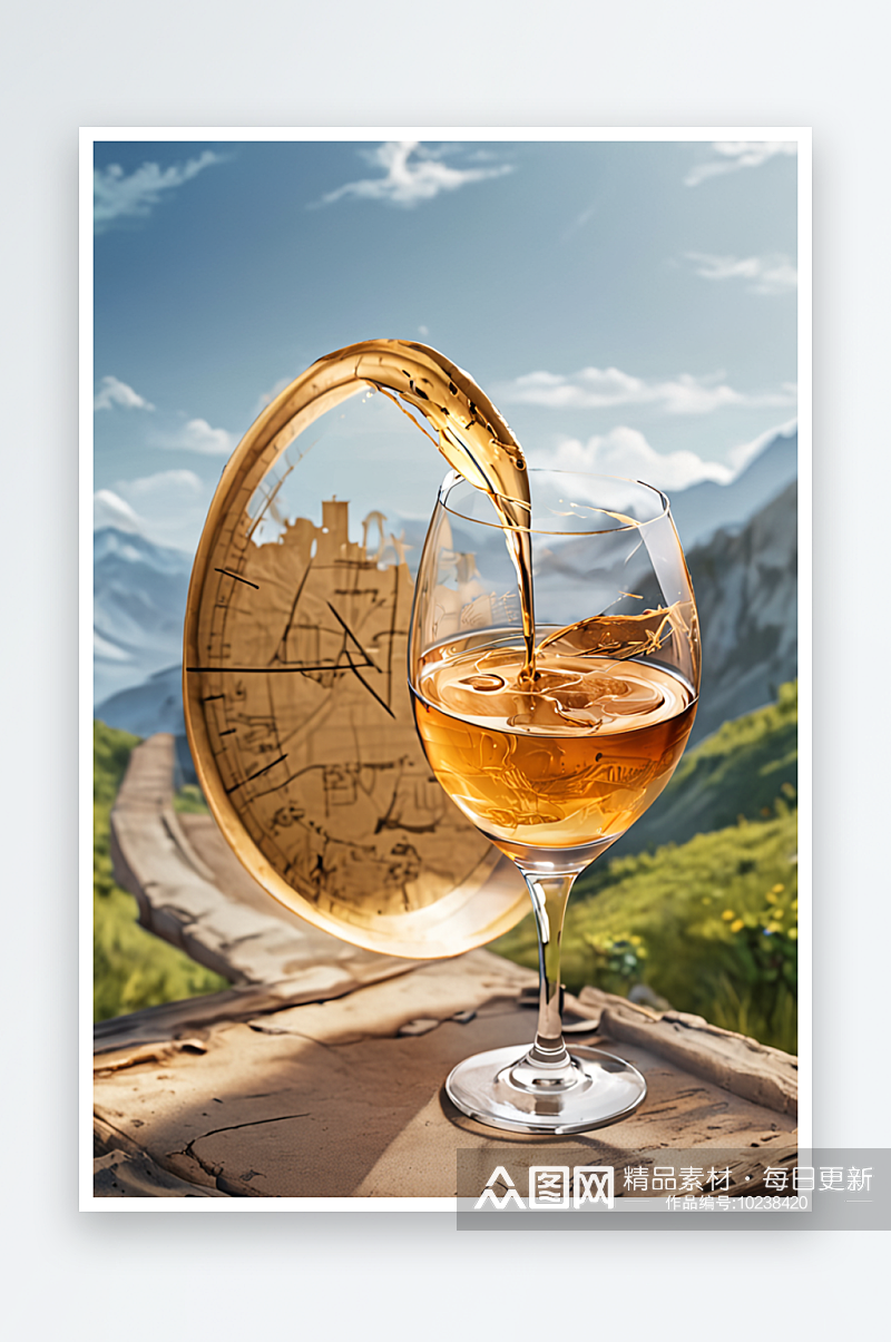 葡萄酒背景葡萄酒概念木桌上放着白酒瓶葡萄素材