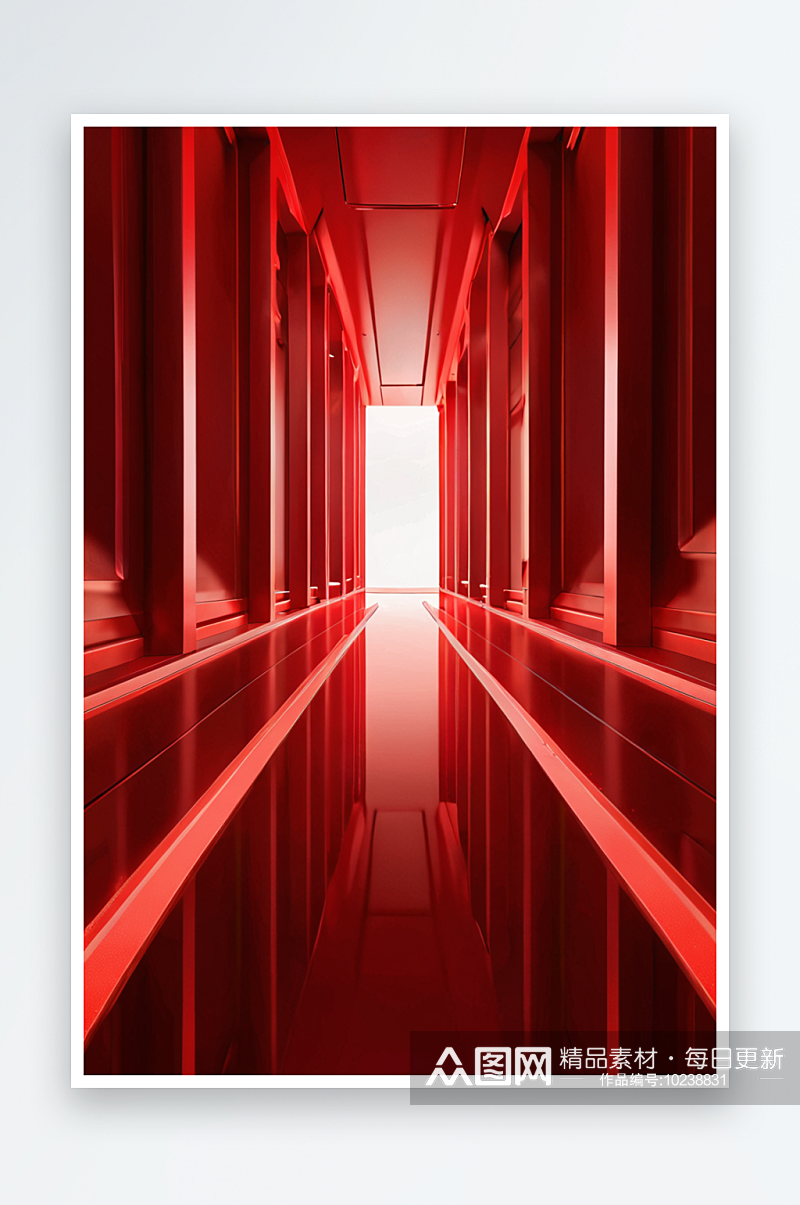 红色未来科技霓虹灯隧道背景图片素材