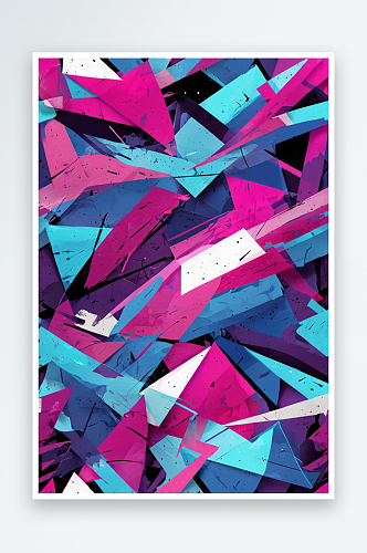 粉蓝涂鸦图案几何抽象设计海报背景图片