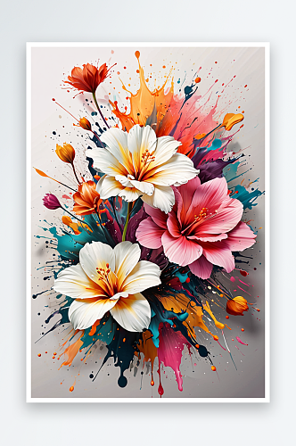 数码花卉印花图案海报背景图片