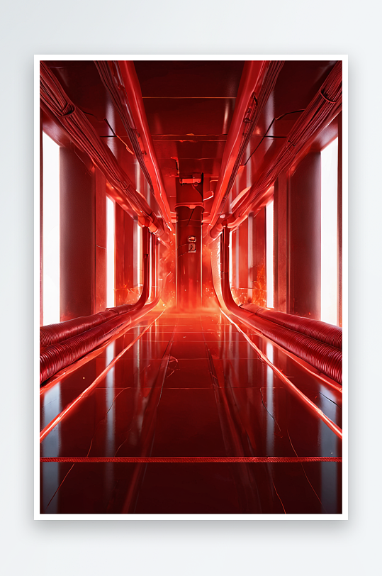 红色未来科技霓虹灯隧道背景图片