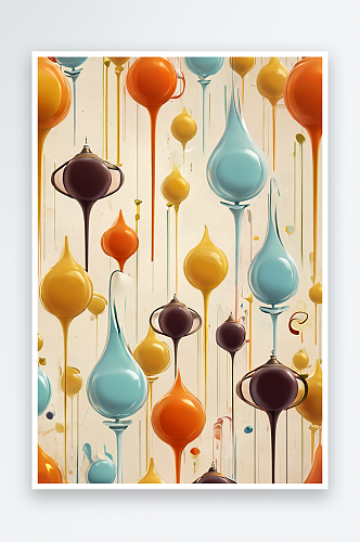 复古水滴抽象流体设计海报背景图片