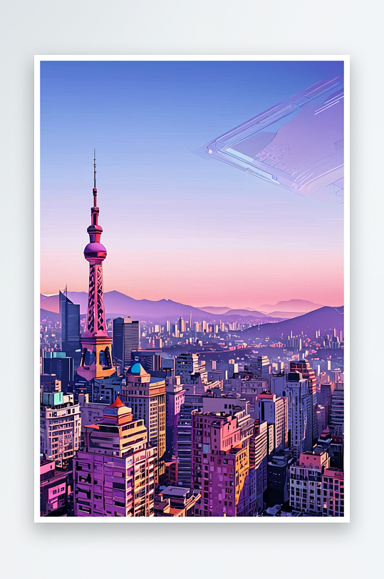 紫峰大厦城天际线清晨风光图片