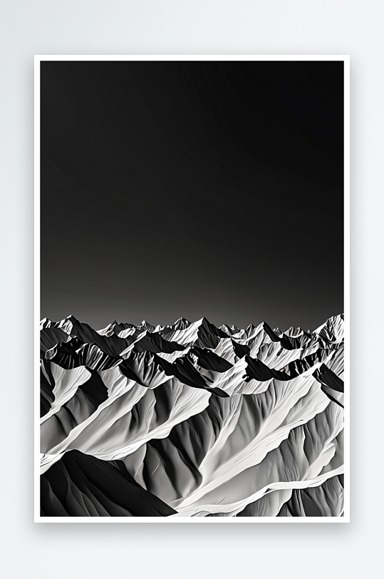 渲染黑白抽象山地地形图片