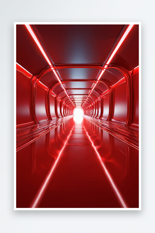 红色未来科技霓虹灯隧道背景图片