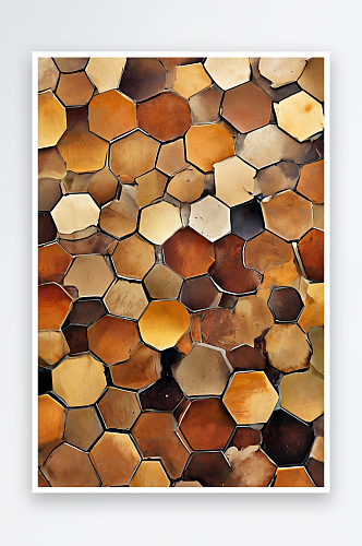 棕色纹理的六边形无缝瓷砖副本的空间背景照