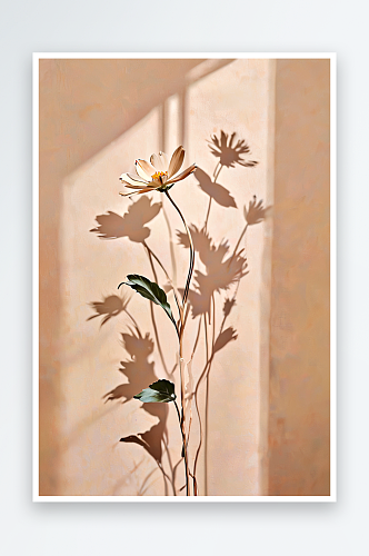 模糊的花朵阴影墙粉彩米色背景照片