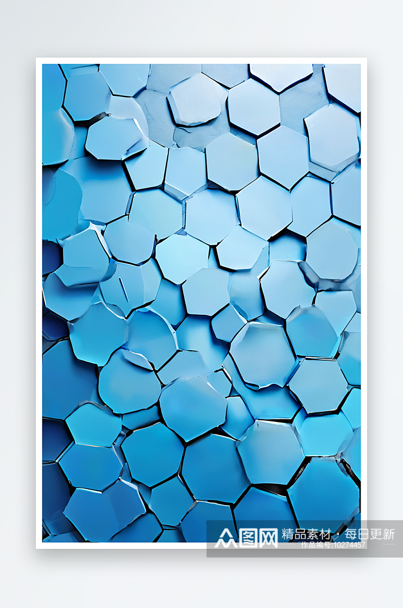 蓝色六角形墙壁为图形背景工作照片素材