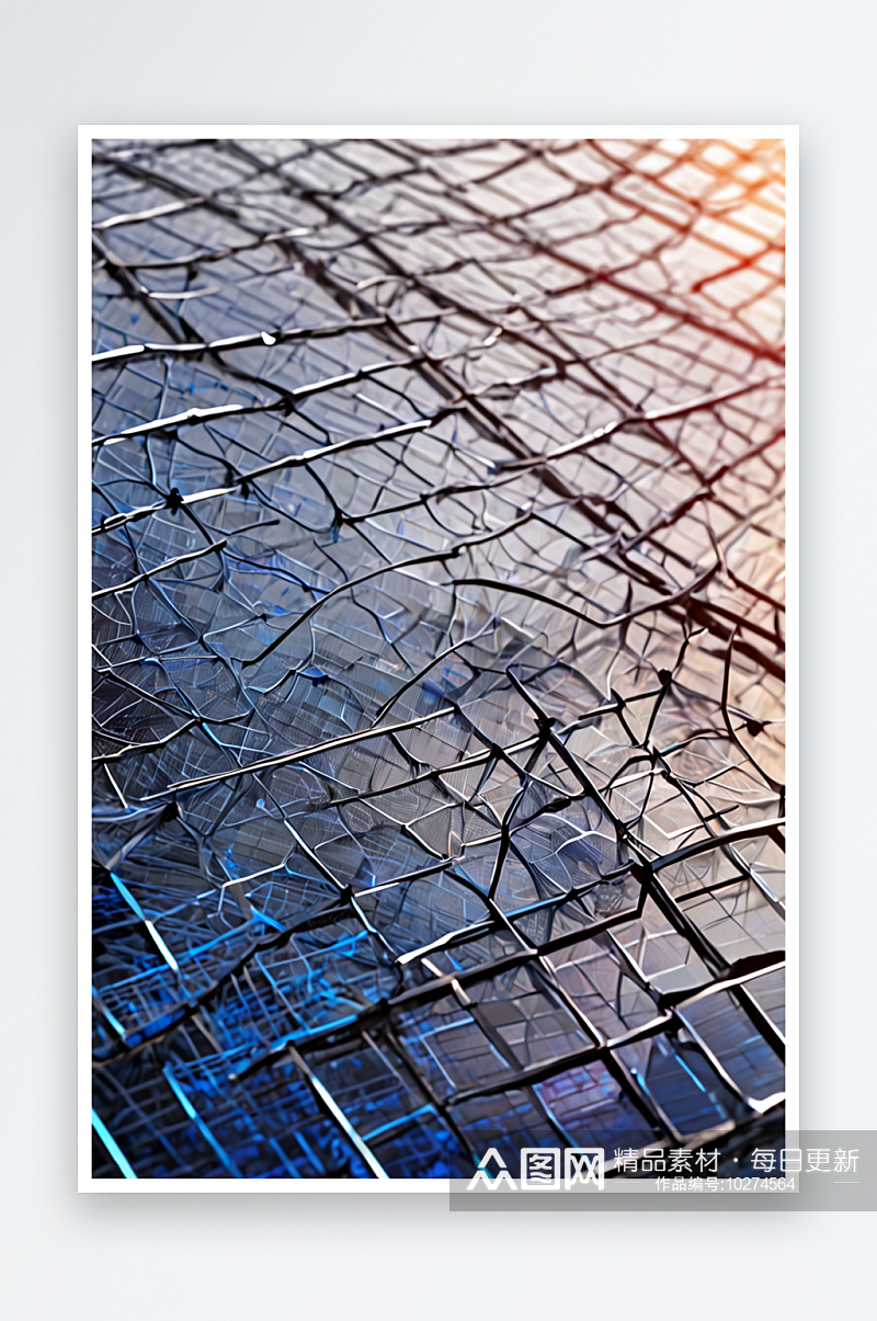 蓝色格子状太阳能发电板背景照片素材