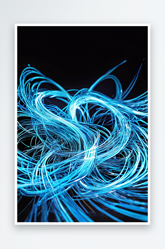 蓝色发光的回转的漩涡线条三维渲染