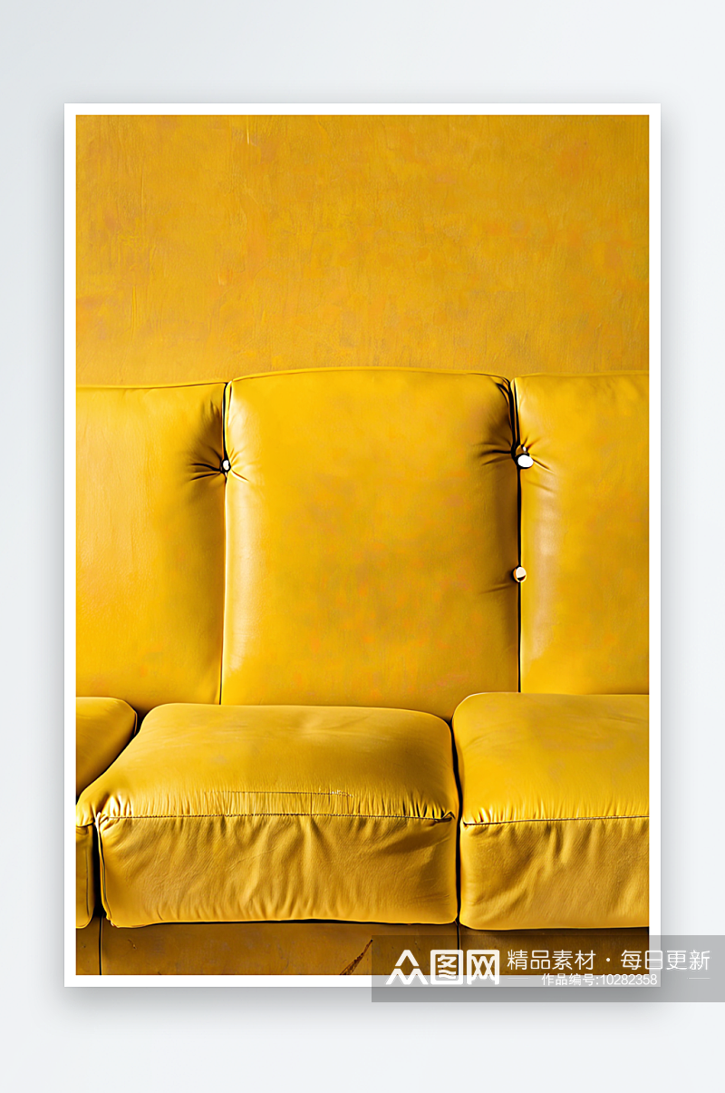 黄色沙发的全框镜头照片素材