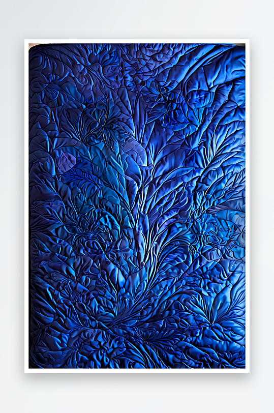 皇家蓝色床罩绗缝与华丽的新艺术花卉图案照