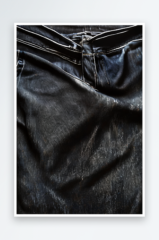 黑色牛仔裤面料纹理为背景照片