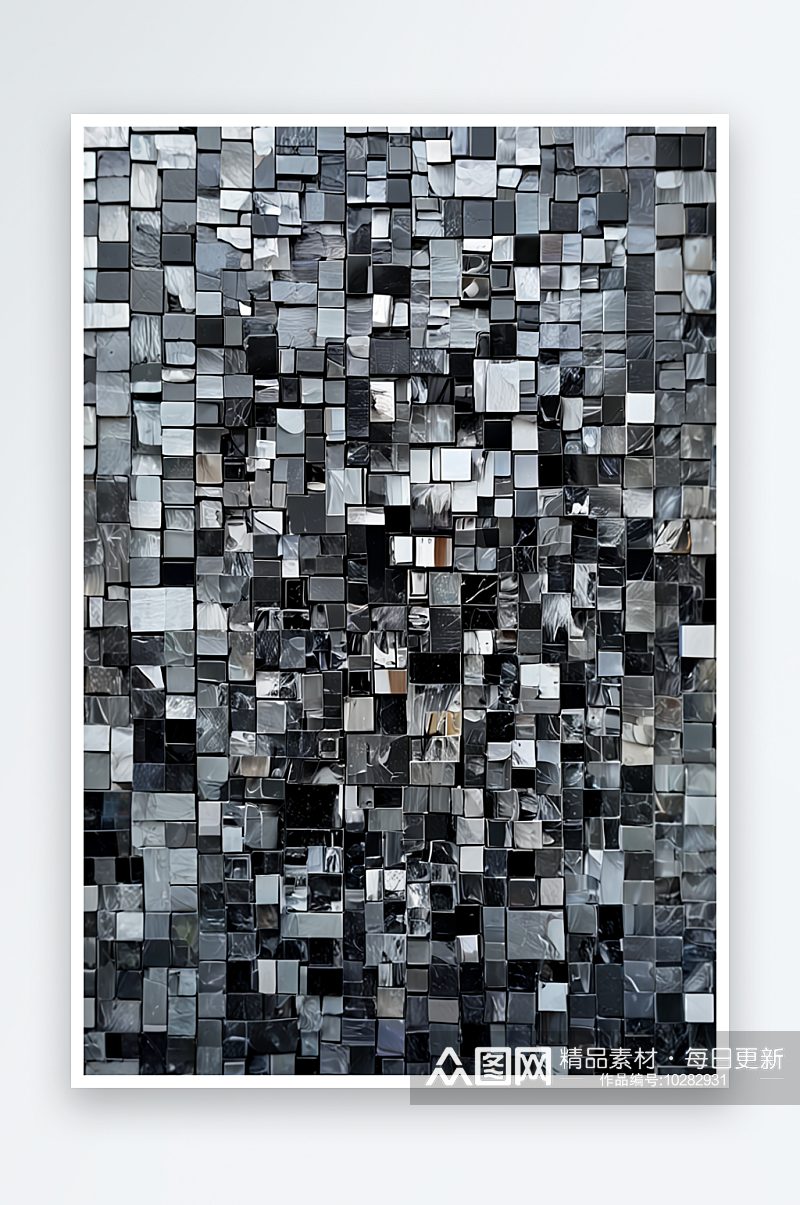 黑色灰色小马赛克瓷砖的特写照片素材