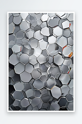 高科技灰色背景制成的六角形图案照片