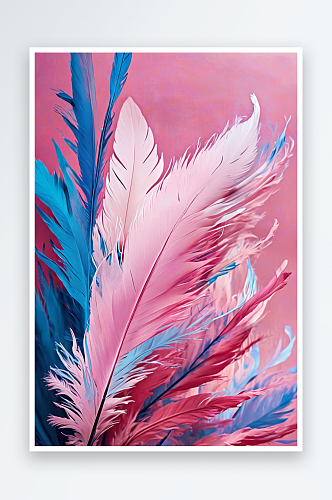 粉色和蓝色抽象背景火焰羽毛照片