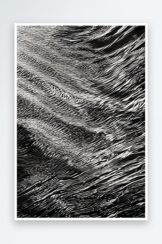 法巴黎一张波浪状有质感的塑料布的黑白特写