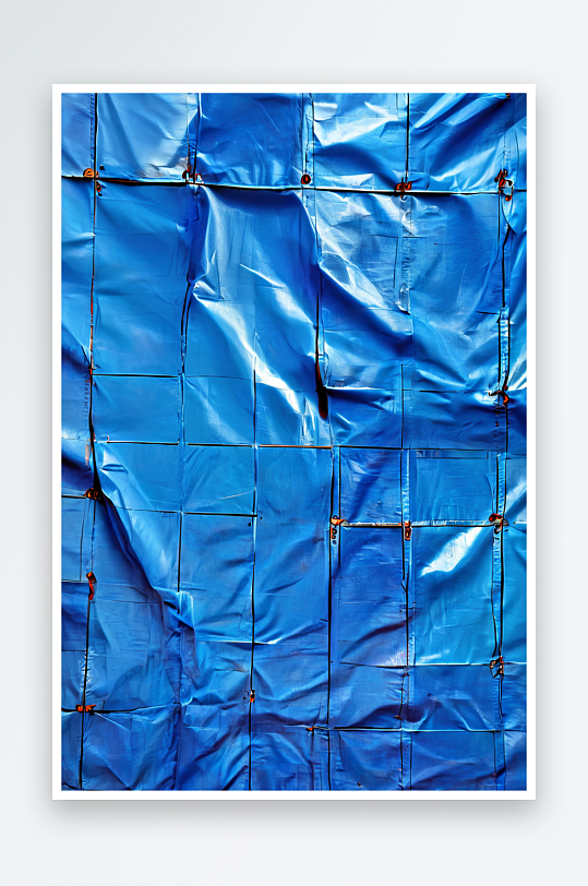 法巴黎一个蓝色塑料篷布的侧面特写上面有网