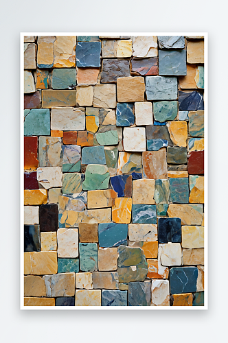 多种颜色的天然石材瓷砖随机排列照片