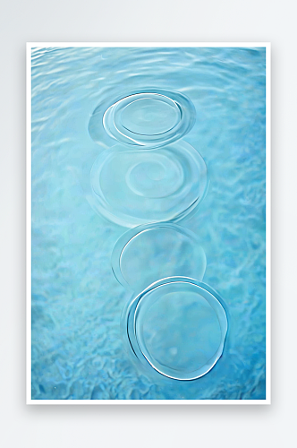 水上的圆圈蓝色圆形阴影模糊背景制作照片
