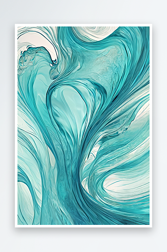 水蓝色海浪背景分形波浪透明图案照片