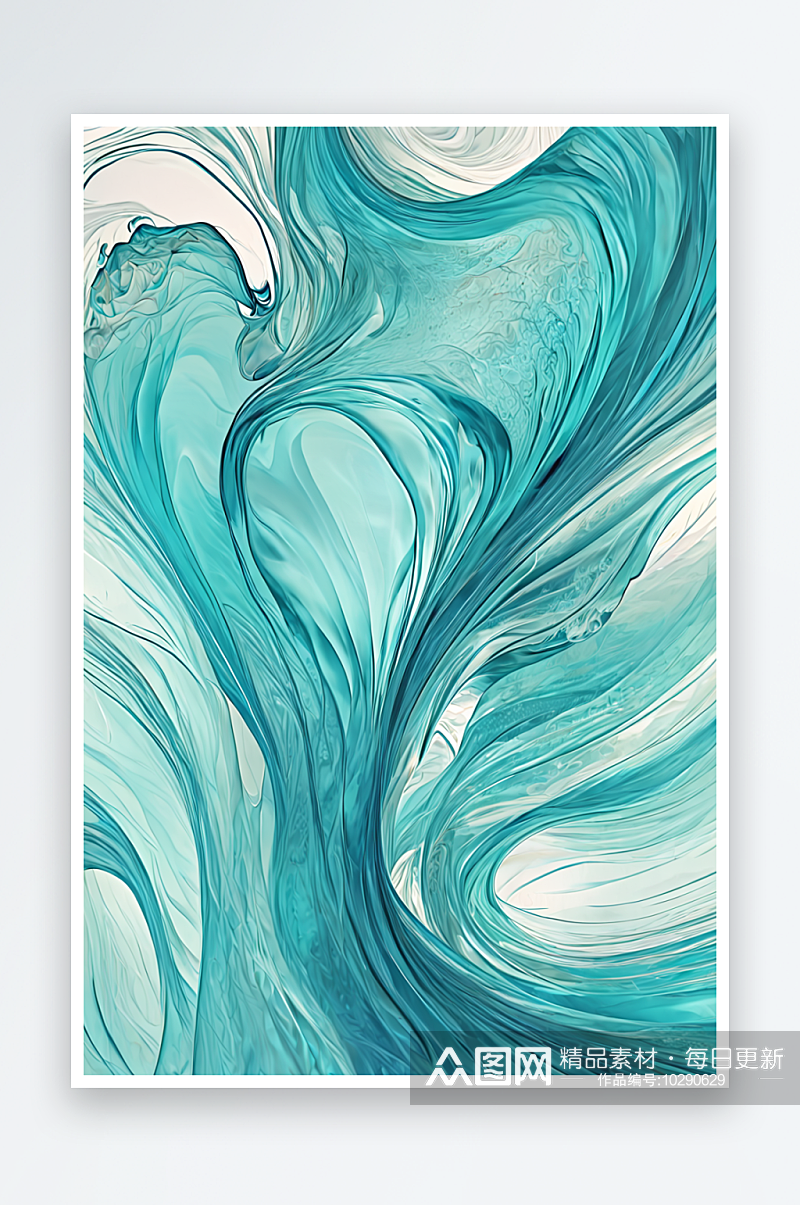 水蓝色海浪背景分形波浪透明图案照片素材