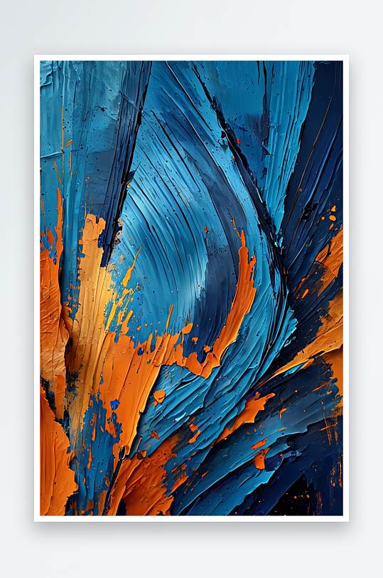 数字艺术由蓝色和橙色构成的抽象波纹艺术背