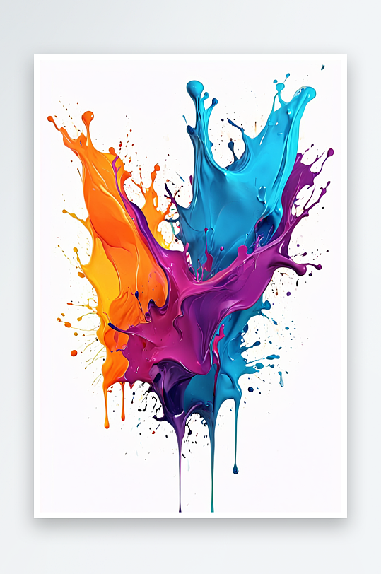 数字艺术现代抽象彩色明亮液体涂料流体背景