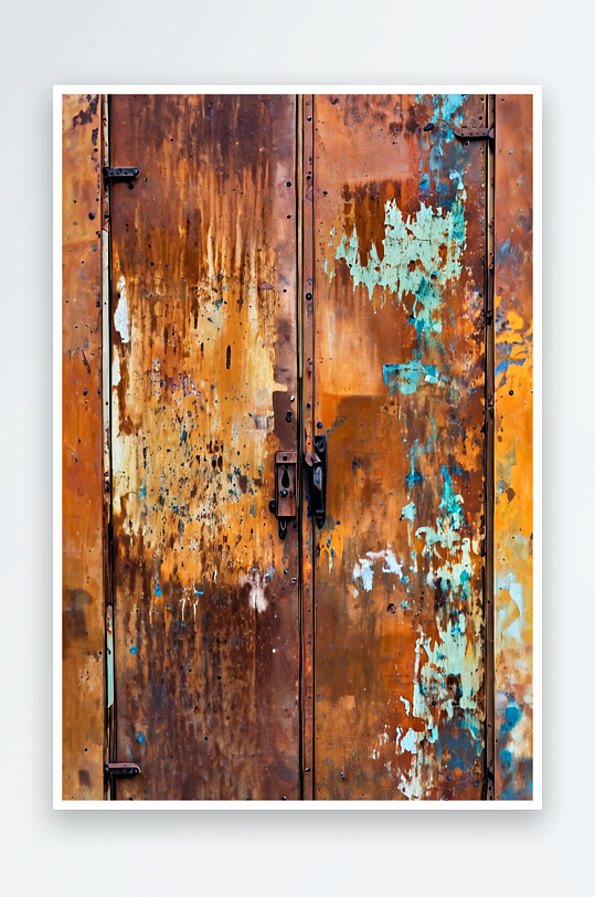 生锈的旧金属门照片
