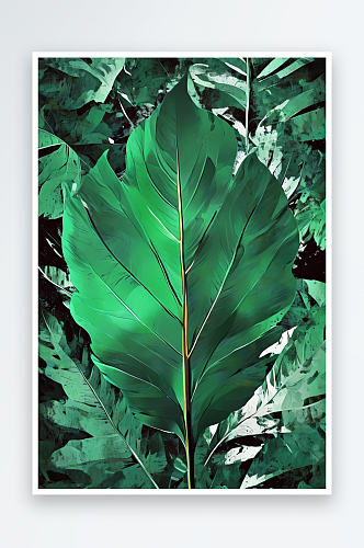 数字艺术复古的绿色树叶艺术背景