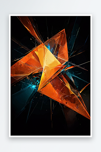 抽象橘子三角形几何分形形状技术背景照片