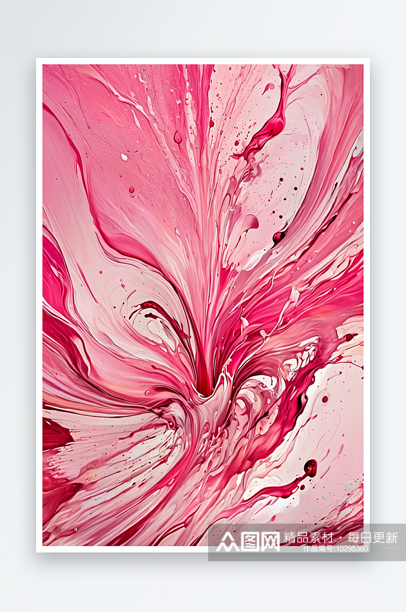抽象的粉红色液体背景油漆飞溅漩涡图案和水素材