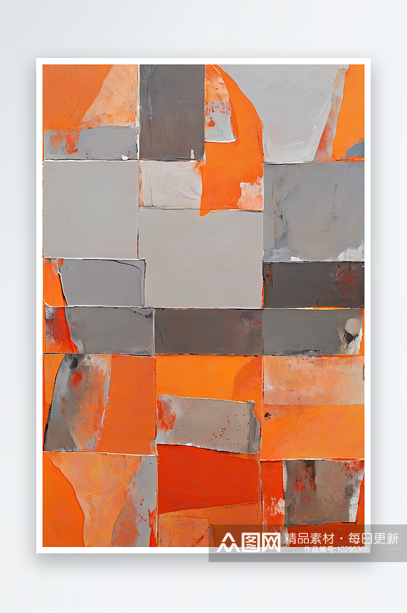 抽象的方形拼贴橙灰色背景曲线集素材