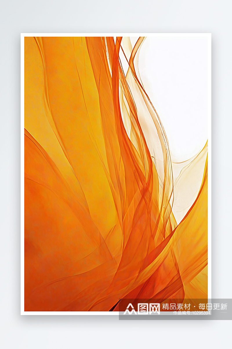 抽象的橙色火带背景柔和流动的波浪黄色曲线素材