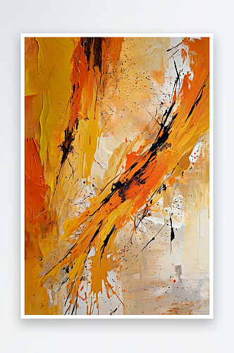 抽象的橙色和黄色的油背景与笔触