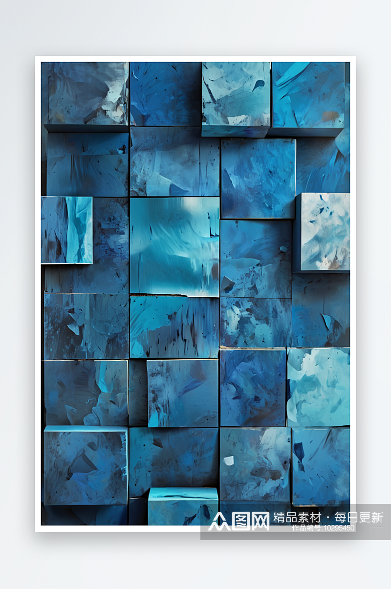 抽象的背景与不同的蓝色纹理立方体照片素材