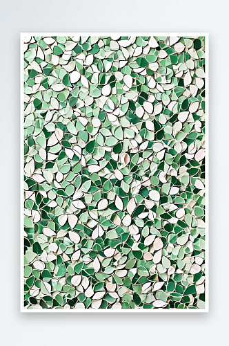 抽象的背景绿色和白色马赛克与花瓣形状照片