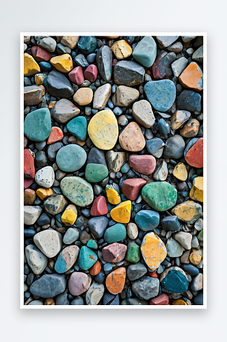 彩色石头的砾石图案抽象的自然鹅卵石背景照