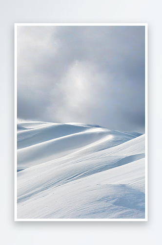 北方冬季下雪后雪地起伏的纯白风景照片